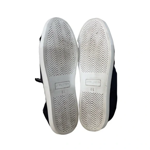 J/Slides NYC Alpha Satin Pom Poms Sneaker Black Lace Up Size 8.5 Platform - Picture 9 of 11